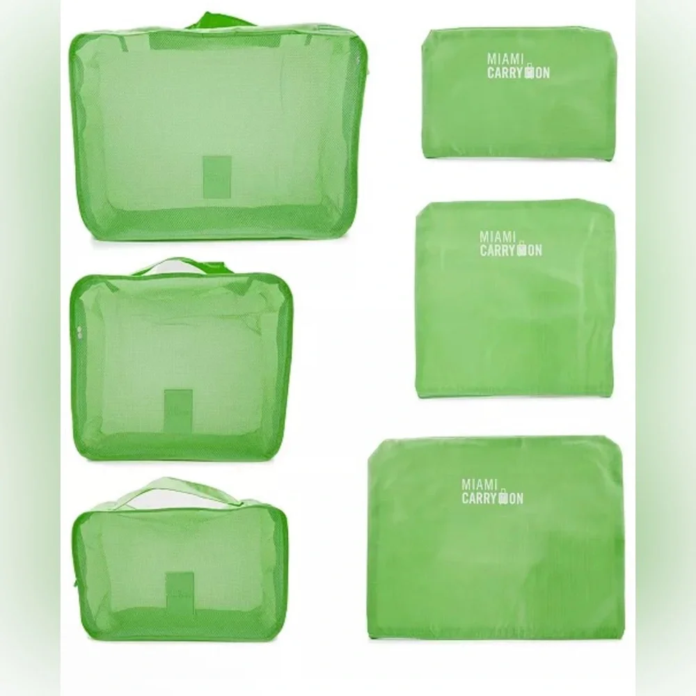 Set of 6 Neon Packing Cubes, Traveler's Luggage Organizer